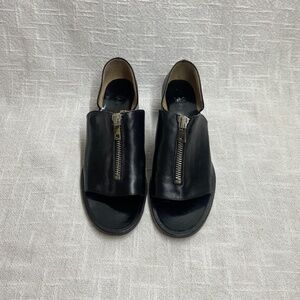 LOQ - Black Leather Zip Front Heeled Shoe - Size 40